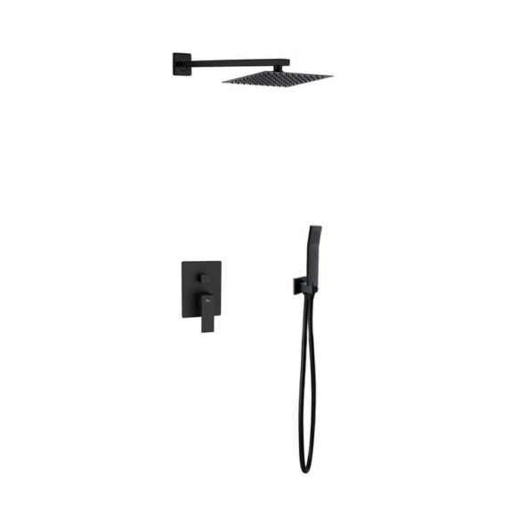 Set de duș încorporat cu o singură pârghie (SET 2) (braț de perete) Negru mat