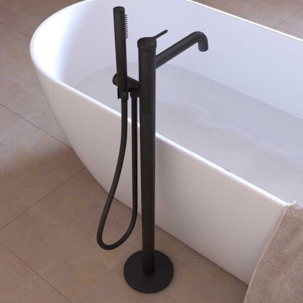 Mixer cu picior pentru cadă de sine stătătoare Negru mat - imagine 3